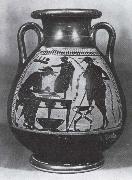 vasmalning som visar en grekisk skomakarverkstad unknow artist